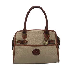 Dooney & Bourke AWL Bone & British Tan Pebbled Leather Buckle Crossbody Satchel